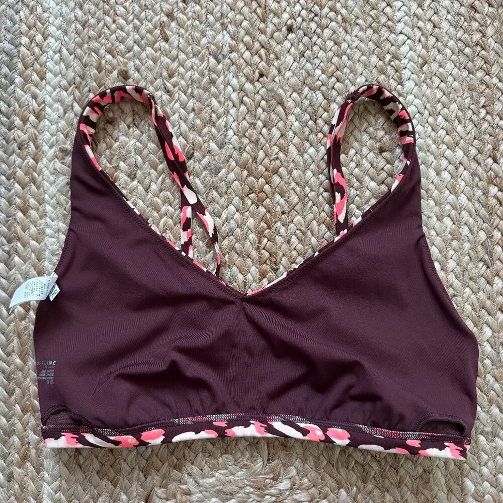 OFFLINE By Aerie Goals Plunge Sports Bra – Maplewood – Size M